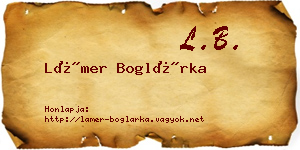 Lámer Boglárka névjegykártya